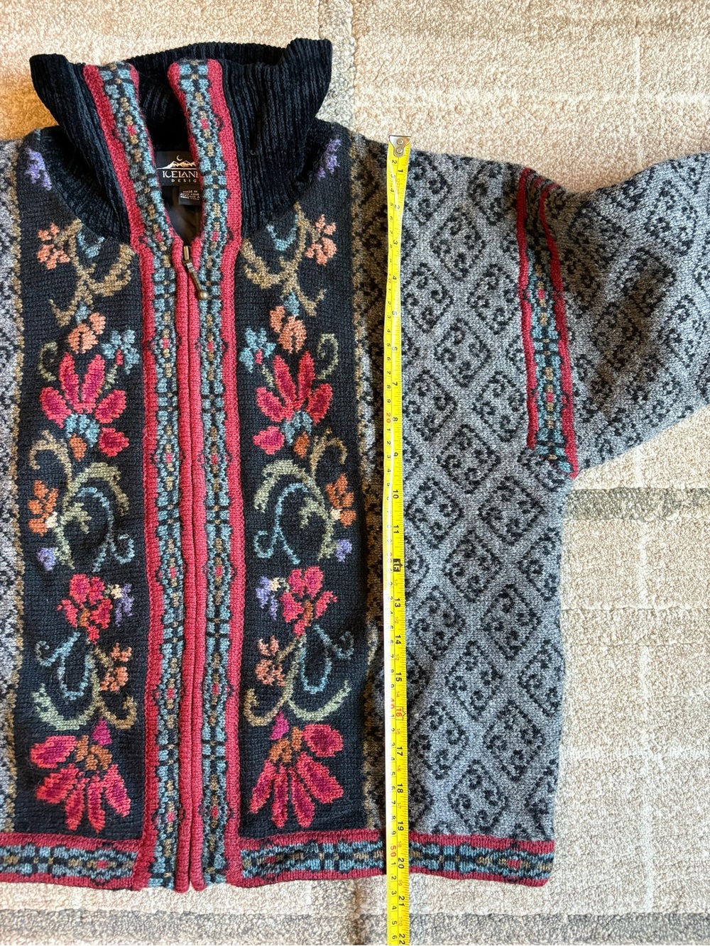 Icelandic Design Sz S Nordic Gray Wool Fully Lined Zip-Up Sweater Jacket - Picture 8 of 14